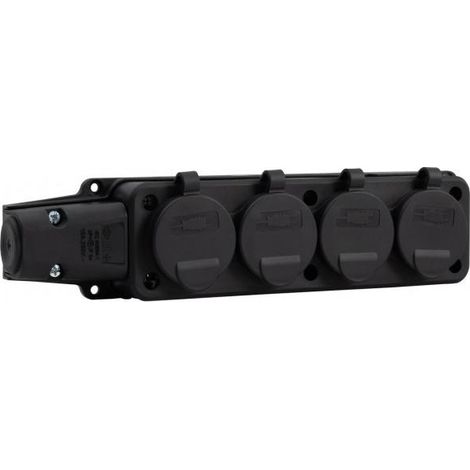 Regleta de enchufes de goma 4x230V 16A IP54 negra