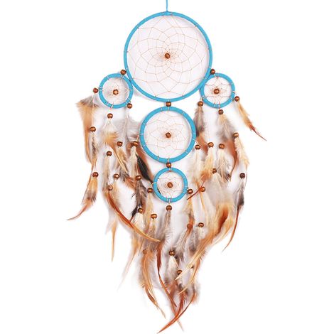 Attrape Rêves Fait Main - Anneau En Fer Et Plumes Naturelles - Décoration Murale Pour Maison Et Voiture - 1 Pièce