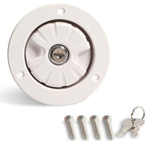 Trappe de remplissage d'eau douce par gravité, blanche, avec bouchon verrouillable, pour caravane ou camping-car. (1/5)