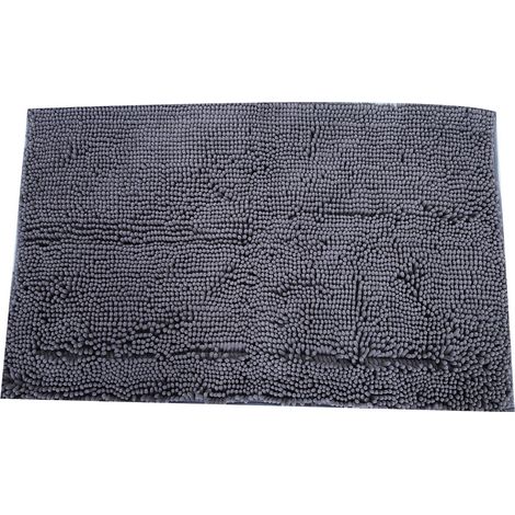 Lot de 2 tapis antidérapants en chenille absorbant l'eau pour salle de bain et salon (gris foncé) (1/5)