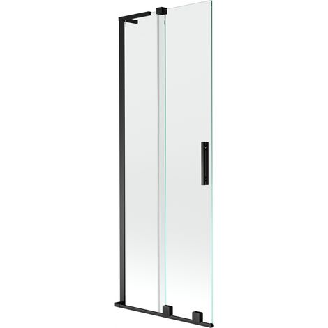 Mexen Velar L Badewannen-Faltwand 2-teilig verschiebbar 70 x 150 cm, transparent, schwarz - 896-070-003-01-70 (1/2)