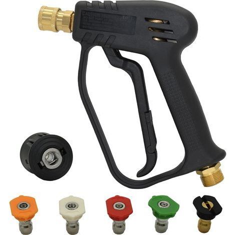 Pistolet pour Nettoyeur Haute Pression, 5000PSI Pistolet à Mousse de Lavage Pression avec 5 Buse de Pulvérisation et M22 14MM à Connecteur de Rapide pour Karcher Tuyau Lavage de Voitures (1/5)