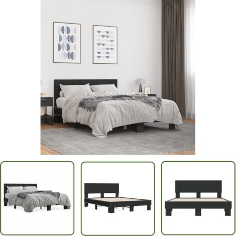 The Living Store Cadre de lit sans matelas noir 120x200 cm - Cadre De Lit - Lit Double - Literie - Meuble Chambre - Sommier (1/5)