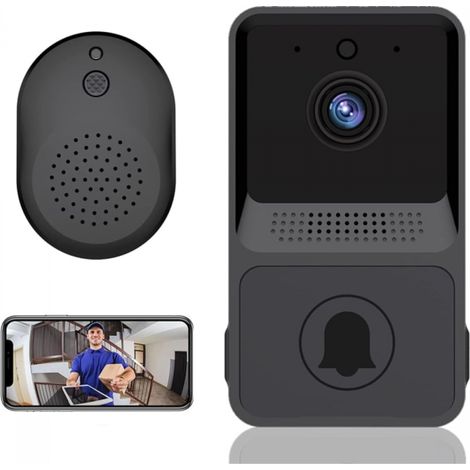 Sonnette vidéo sans fil avec télécommande, téléphone fixe avec vision nocturne HD-AquaForge