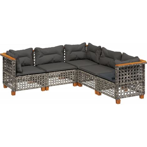 Maison Exclusive - 5-tlg. Garten-Sofagarnitur mit Kissen Grau Pol