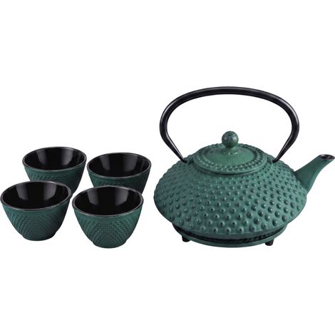 Gusseiserner Teekessel mit Sieb, Tassen und Untersetzer TSUKO, 1,25 l (1/5)