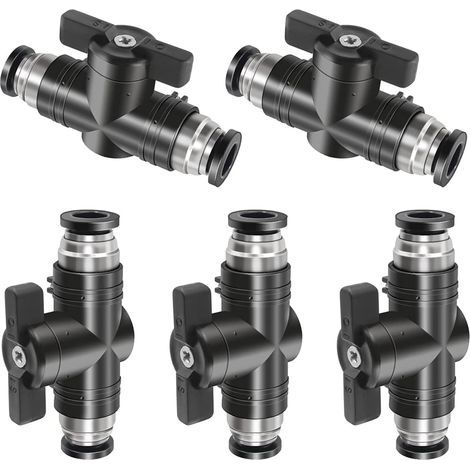 Lot de 5 connecteurs pneumatiques 8 mm - Robinet d'arrêt pneumatique à air comprimé - Cordon rond - Tuyau pneumatique - 8 mm - Raccord pneumatique - Tête directe pneumatique pour raccord rapide à gaz (1/5)