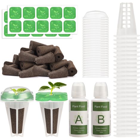Toivize-Kit de Pods Hydroponiques - 25 Paniers Carrés + Éponges + Dômes - Compatible Aerogarden - Blanc - Plastique (1/5)