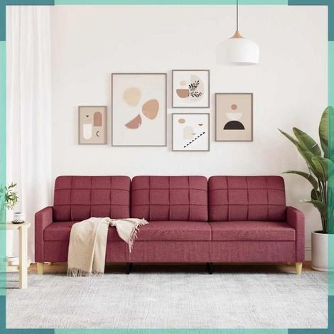 4007420 Canapé à 3 places Rouge bordeaux 210 cm Tissu (1/5)