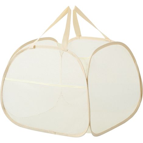 Cesta Ropa Sucia Plegable 90L, Malla Transpirable con Asa y Bolsillo Lateral, Ligera 240g – Ideal para Baño y Viajes (1/5)