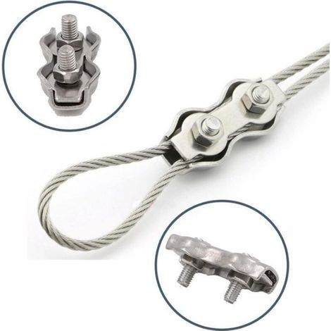 Serre-Câble - Acier Inoxydable 304 - Pour Câbles Métalliques Jusqu'à 2 mm - Fixation Robuste pour Cordes et Fils - 20 Pièces (1/4)