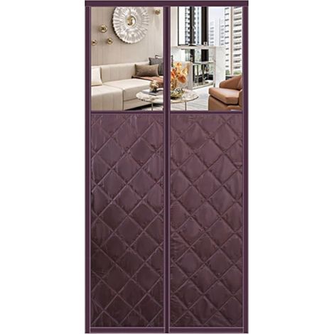 Tenda magnetica termoisolante per porte con finestra trasparente, chiusura automatica, resistente alle intemperie e al vento (caffè, 90x200 cm) (1/4)