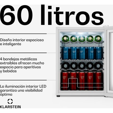 Klarstein Beersafe nevera para bebidas con puerta de vidrio espejo 64 x 48 cm 85 W 60 litros Blanco (1/5)