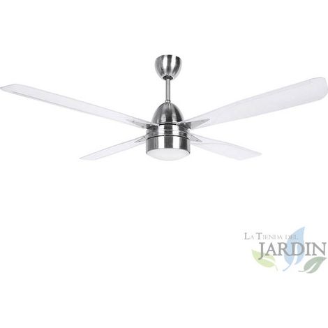 Ventilateur de plafond Orbegozo avec lumière et télécommande, 4 pales, acier inoxydable, CP71132