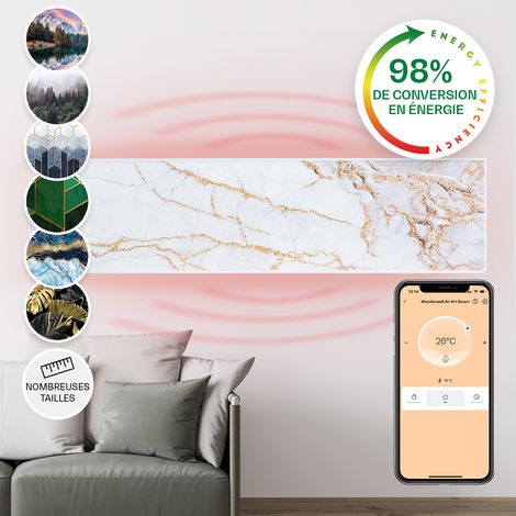 Klarstein – Radiateur infrarouge mural intelligent 350W – Zone d'action jusqu'à 7 m² – Design extra plat pour salle de bain – Contrôle via APP mobile