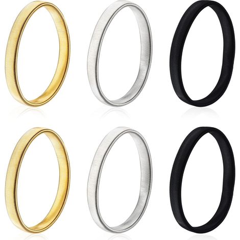 paia di fasce elastiche in metallo da braccio, fasce metalliche estensibili, fasce da braccio per proteggere camicie a maniche lunghe e altri indumenti (nero, argento, oro)