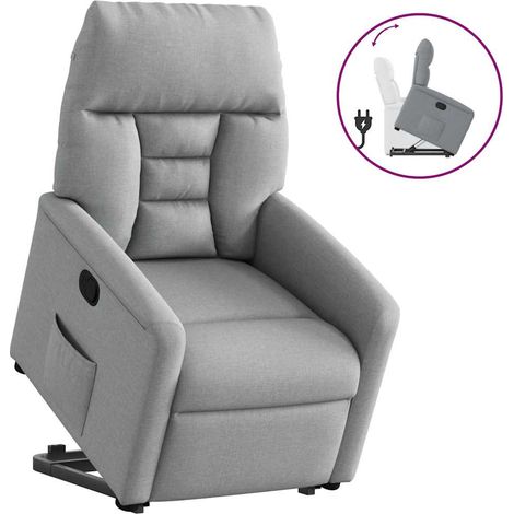 Teenpull – Relaxsessel mit Aufstehhilfe Hellgrau Stoff (1/5)