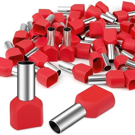 20 x 10mm² 14mm Cable End Caps Partially Insulated PVC Cable Sleeves Tinned Copper (1/5)