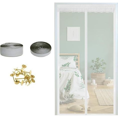 Zanzariera magnetica autoadesiva per porte, 80 x 200 cm, maglia fine, non necessita di foratura, per la protezione da insetti e zanzare. (1/5)