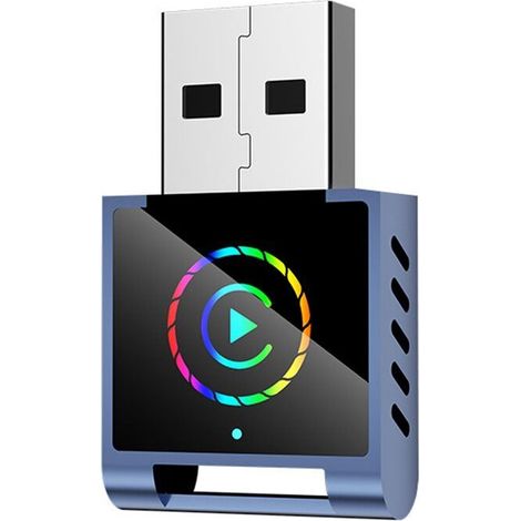 Adaptateur CarPlay Sans Fil 2 en 1 pour Android Auto RGB AI Box BT + WIFI USB Dongle Prêt à L'Emploi Convertit le Filaire en Sans Fil B