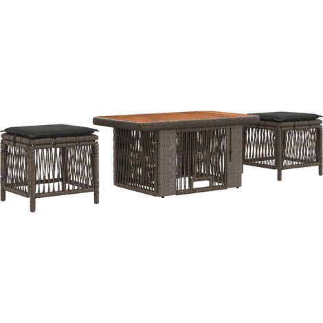 Maison Exclusive - Set da Pranzo per Giardino 3 pcs Grigio e Grigio Scuro