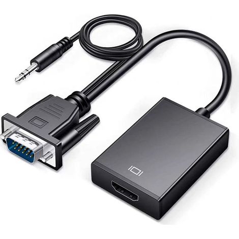 Adaptateur VGA vers HDMI avec câble audio et de chargement USB Convertisseur mâle-femelle 1080p 60 Hz, pour ordinateurs, moniteurs, projecteurs, téléviseurs et téléviseurs HD anciens (1/3)