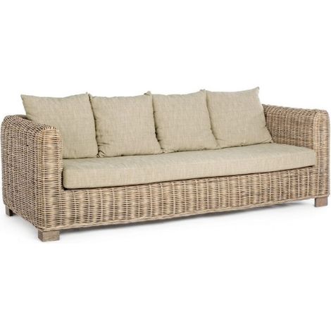 Divano "Fortaleza" con cuscini e struttura in legno di mango e rattan, per esterno -4 posti (1/5)