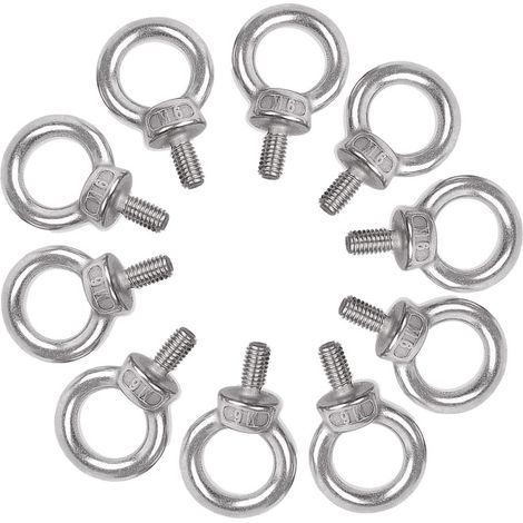 Boulon à Oeil en Acier Inoxydable M6 10 pièces Anneau de Boulon à Oeil Rond sécurisé Boulon à Oeil pour accrocher et Fixer Le Rouleau (1/5)