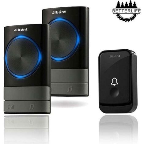 Sonnettes sans Fil, 45 Mélodies 5-Niveaux Volum et, IP55 Étanche Carillon sans Fil, Kit de Carillon avec 300 Mètres, LED Flash, (1/5)