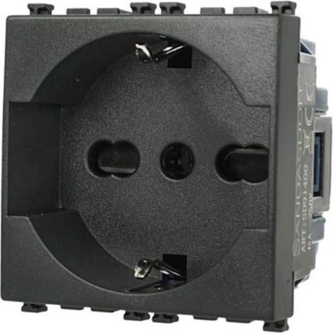 Presa Schuko 2P+T 10/16A 250V Social Nero SD91400 Compatibile Vimar Arke'