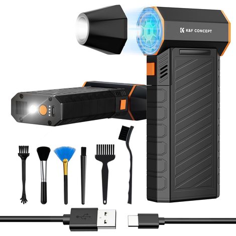 Mini Souffleur Air Comprimé sans Fil Puissant 300000 TR/Min Embout Magnétique 2 LEDs 3 Vitesses pour Nettoyage PC Clavier Voiture Environnement Extérieur B500M (1/5)