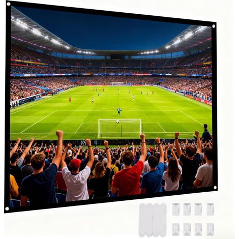 Écran de Projection Pliable 4:3, Écran de Projection Portable Anti-Plis 4K HD Ecran de Videoprojecteurs pour Home Cinéma, Jardin, Camping, École, Commercial (100 Pouces) (1/5)