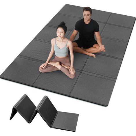 XXL Yoga Mat Foldable Yoga Mat 200 x 130 cm Non-Slip TPE 5 mm/10 mm Thick with Carry Bag for Home Travel Pilates (1/5)