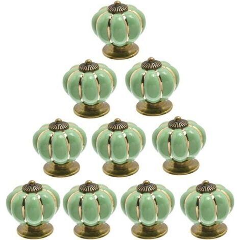BUNTHAUS Vert clair Lot de 10 boutons de porte en céramique vintage en forme de citrouille (1/4)