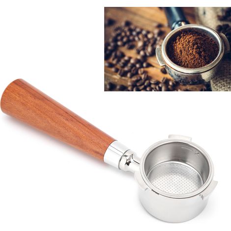 Poignée de cafetière sans fond 51 mm/54 mm, porte-filtre en acier inoxydable, filtre à café sans fond, accessoires pour machine à expresso, bois de rose 51 mm. (1/5)