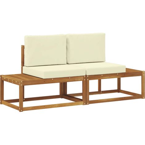 Maison Exclusive - Outdoor End Sofa 2 Stück Natur und Creme Massi