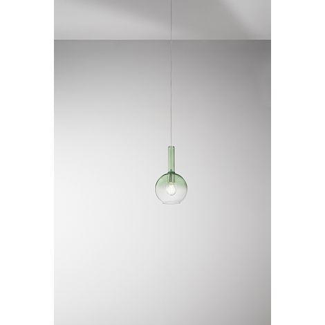 Suspension En Verre Borosilicaté Vert Transparent Dégradé, Douille E27, Design Moderne, Câble Réglable, Diamètre 20 Cm, Ip20 - Marque Perenz. (1/2)