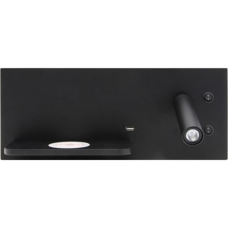 Wandleuchte 2+8w 4000k velazquez dcho schwarz usb+qi 130lm doppelte zündung 14x35x14 cm