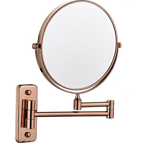 Miroir de courtoisie or rose, grossissement x10, miroir de salle de bain rotatif à 360°, mural 20 cm (1/5)