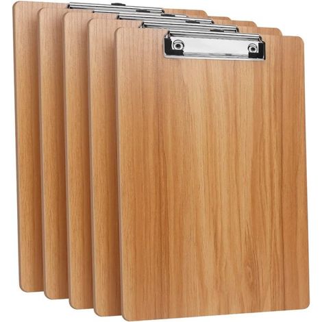 5er Pack Klemmbrett aus Holz, A4 Mit Clip, Haken und Aufhängeöse Schreibbrett Klemmbrett für Schüler und Bürobedarf für Bestellblöcke, Notizen un (1/5)