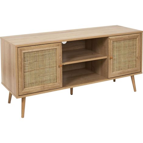 Meuble TV 2 niches et 2 portes en cannage BALI (1/4)