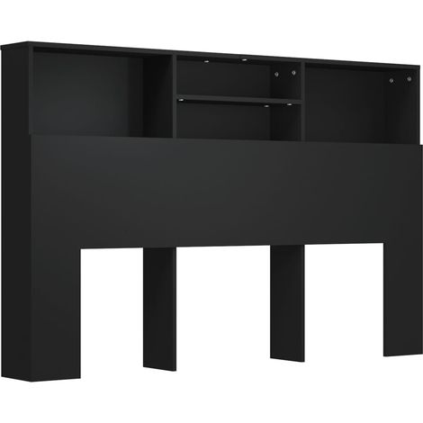 Cabecero con almacenaje accesorio de cama mesita de noche estante 160 x 19 x 103,5 cm MDF negro TDL0200021 (1/5)