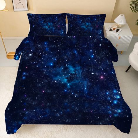 Couette bleu ciel étoilé 135 x 200 cm, 4 saisons galaxie (1/5)