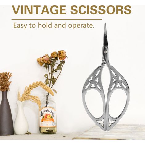 Ciseaux de couture vintage en acier inoxydable, outil de coupe classique pour loisirs créatifs (3) (1/5)