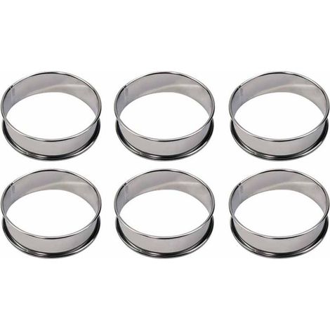 6-teiliges Tartelette-Ring-Set, 8 cm Gebäckring, Gebäckringe und -rahmen, Tartelette-Ring, Pfannkuchenform, Küchenring aus Edelstahl für Muffins, Tartelettes, Kuchen, Crumpets, für die Pfanne (1/5)