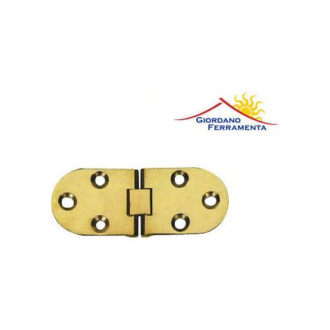 Cerniera per Mobili a Biscotto in Ottone Lucido 80X30 mm con Fermo