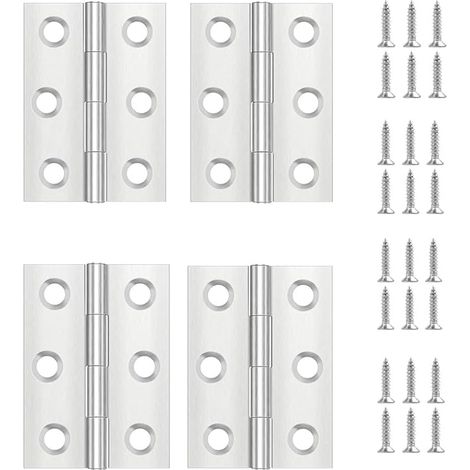4 Pièces Charniere Porte,Charniere Inox,Charnière Invisible,Charnière plate,Porte Placard/Petites Portes/Tiroirs/Fenêtres/Pianos/Coffret à Bijoux Armoires de Quincaillerie de Meubles de Maison (1/5)