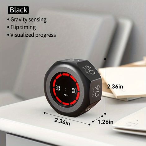 1 Visual Gravity-Sensing Timer  Learning Discipline Checker, Kitchen Fitness Baking Timer, Rechargeable, Lithium Battery (1/5)