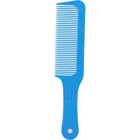 Peigne coiffure professionnel dents ondulées bleu, outil barbier salon styliste cheveux (1/5)