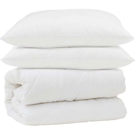 Ensemble de couette trois pièces en duvet d'oie et microfibre blanche (1/5)